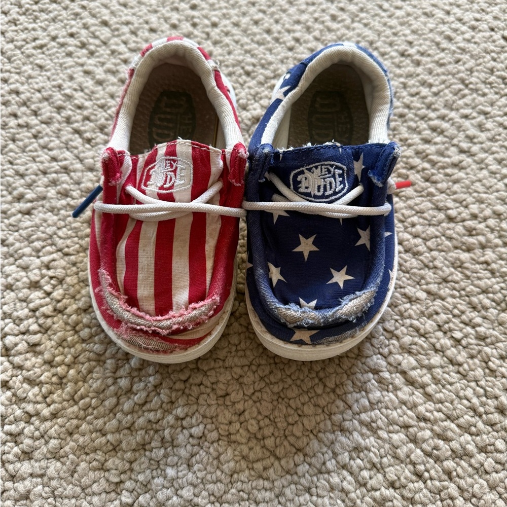 Hey Dude Kids' Patriotic Red and Blue Shoes toddler size 7